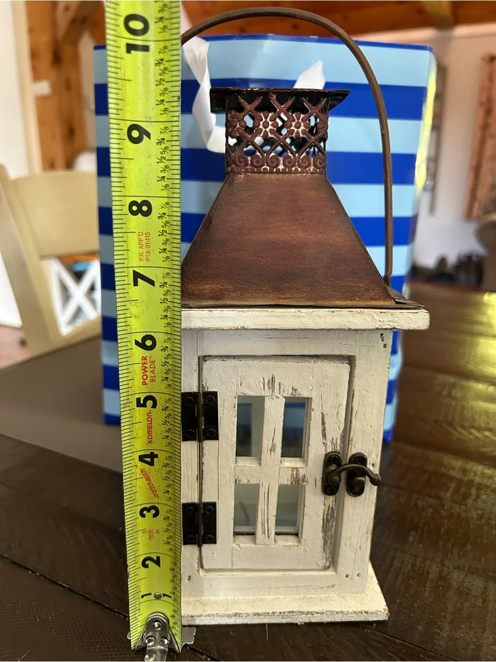 Rustic White and Copper Decorative Lantern - Home Accents